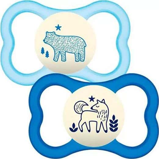 Baby Mam Chupete Air Noche +6 M Azul Silicona 2 uds