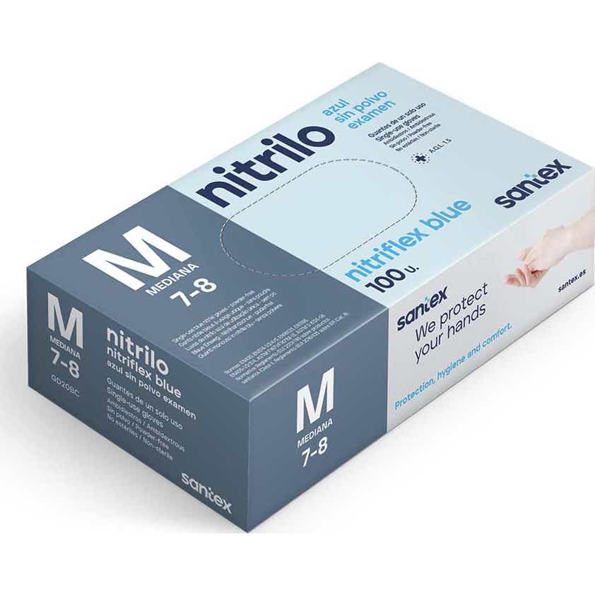 Santex Guantes Nitrilo Sin Polvo Azul T-M 100uds