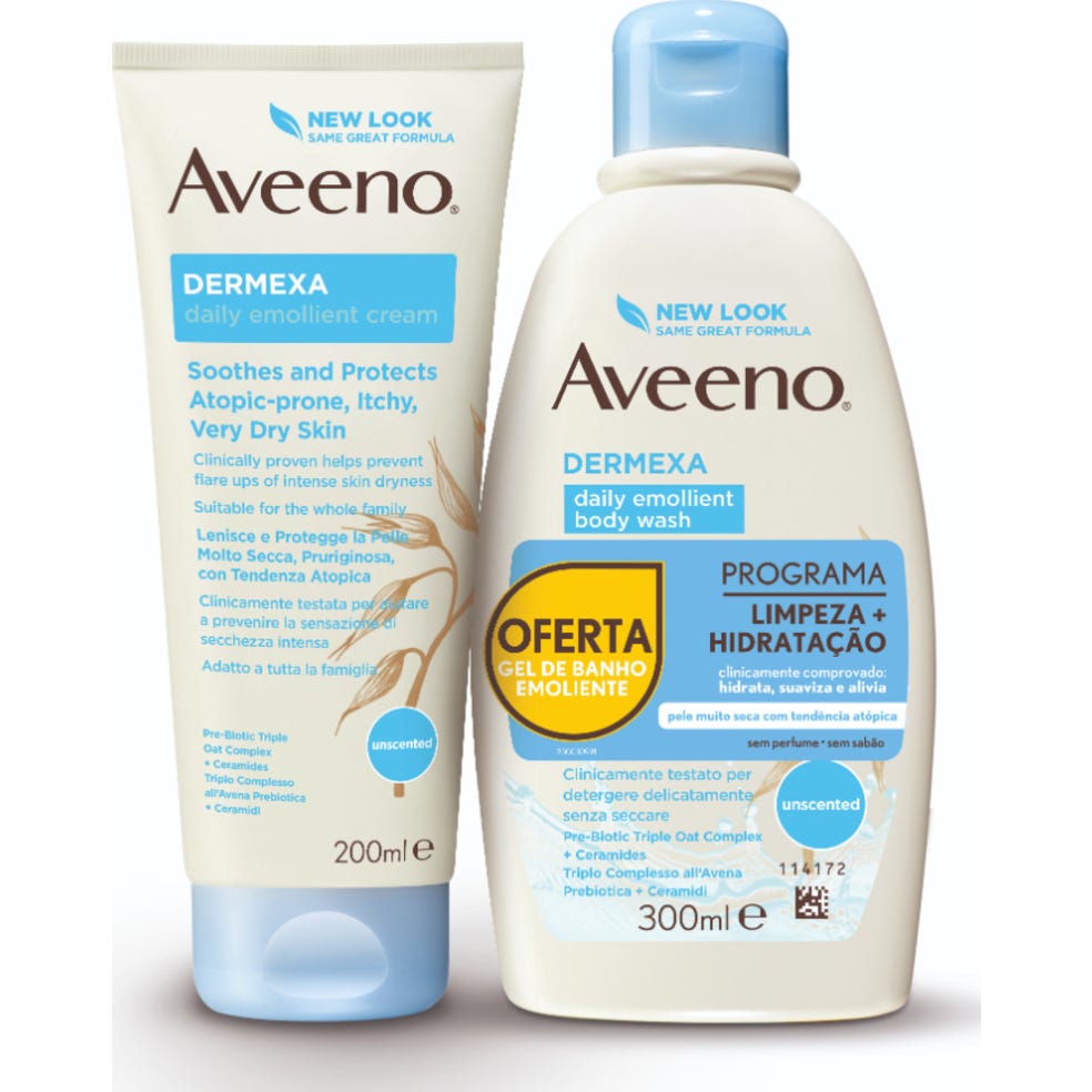 Aveeno Pack Dermexa Creme Emoliente + Gel Banho Emoliente