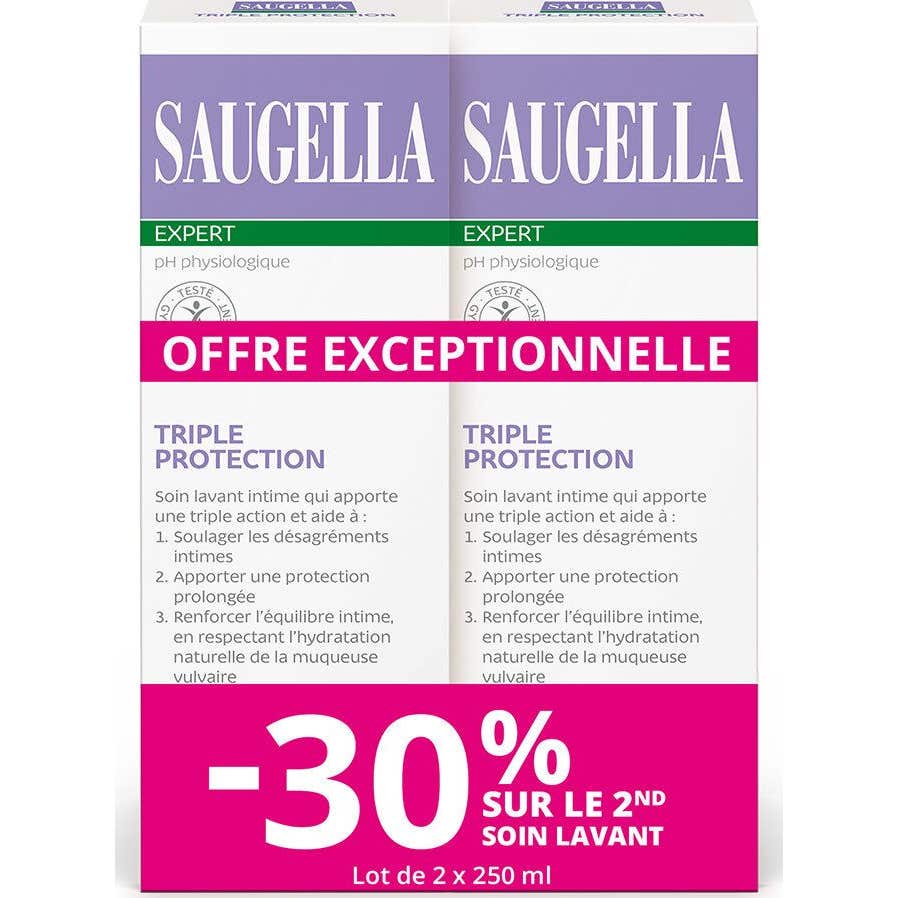 Saugella Expert Triple Protección Limpiador Íntimo 2x250 ml