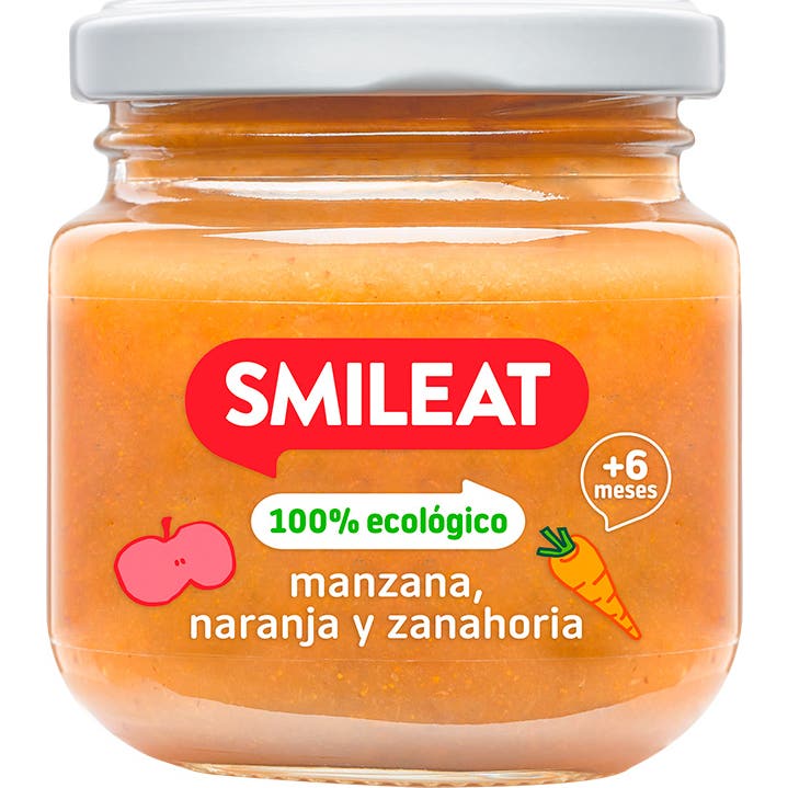Smileat Tarrito Ecológico de Manzana Naranja y Zanahoria 130g