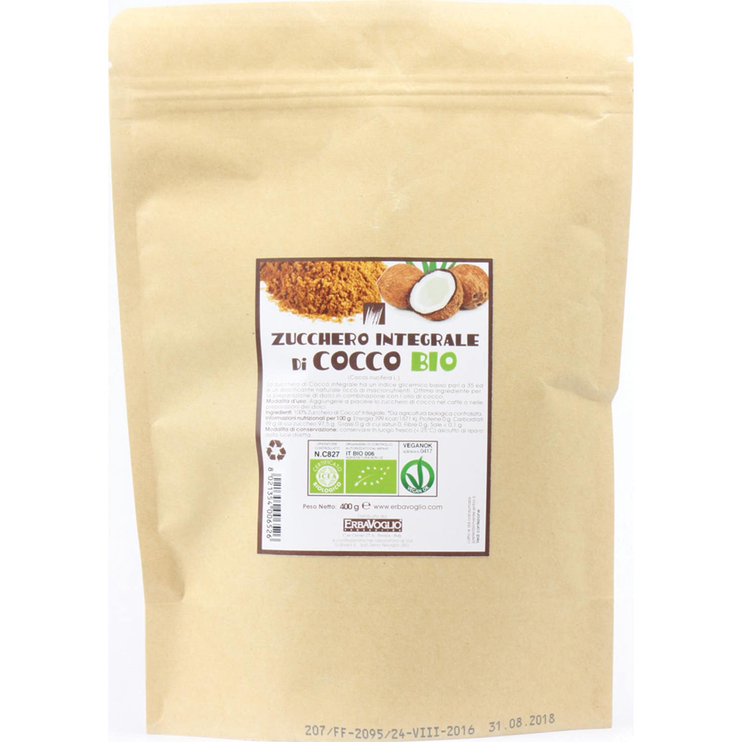 Erbavoglio Azúcar de Coco Bio 400g