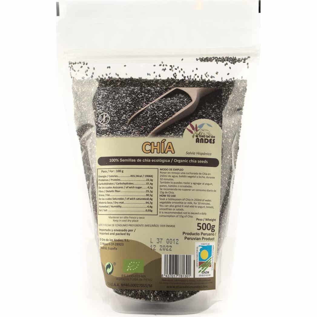 El Oro de Los Andes Semillas de Chia Eco 500 g