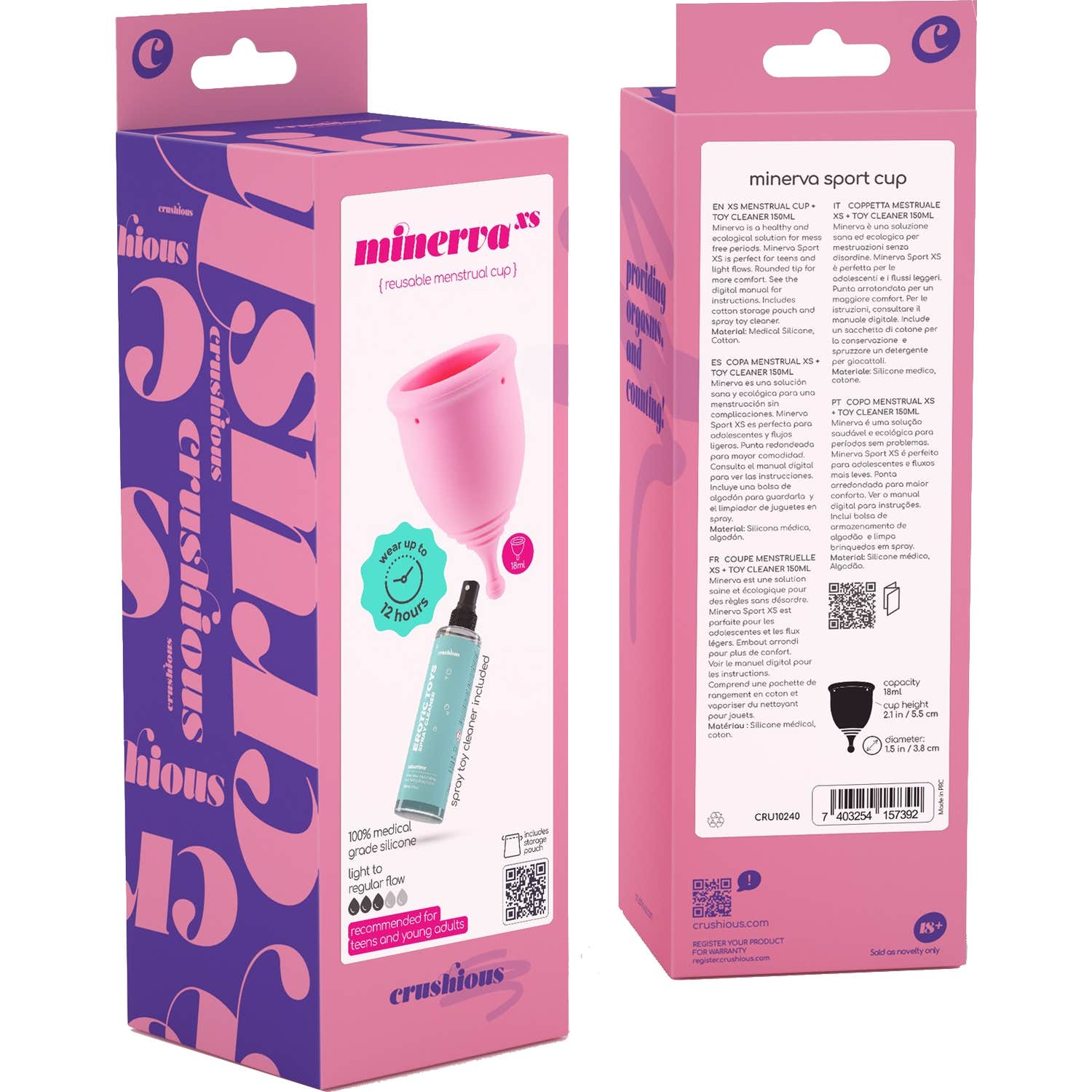 Crushious Set Copas Menstruales Minerva XS + Bolsa + Limpiador