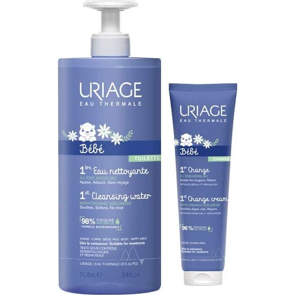 Uriage Bebé Pack Agua Limpiadora 1l + Crema Pañal 100ml