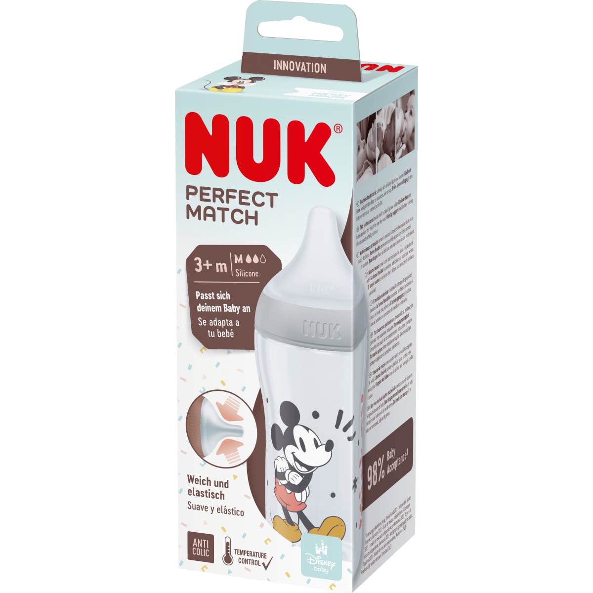 Nuk Perfect Match Biberón Silicona Pp 3+M Mickey 260ml 1ud