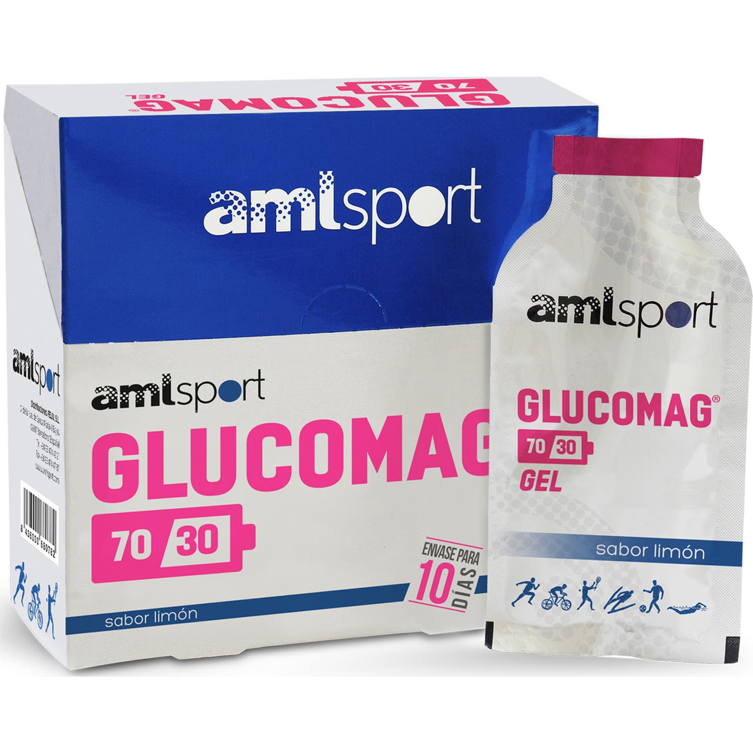 AmlSport Glucomag 70/30 Gel Sabor Limón 10x30ml