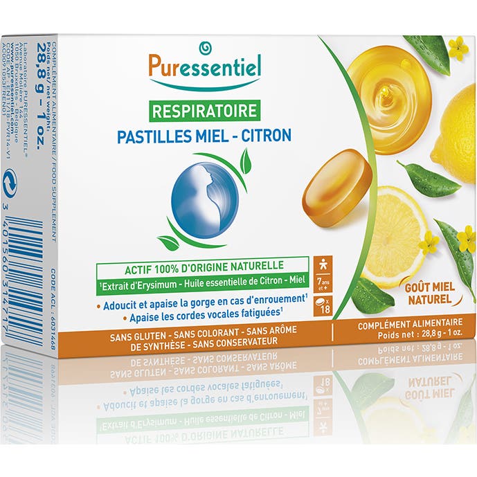 Puressentiel garganta Miel Limón pastillas 18uds