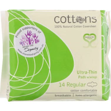 Cottons compresa ultrafina con alas absorción regular 14uds