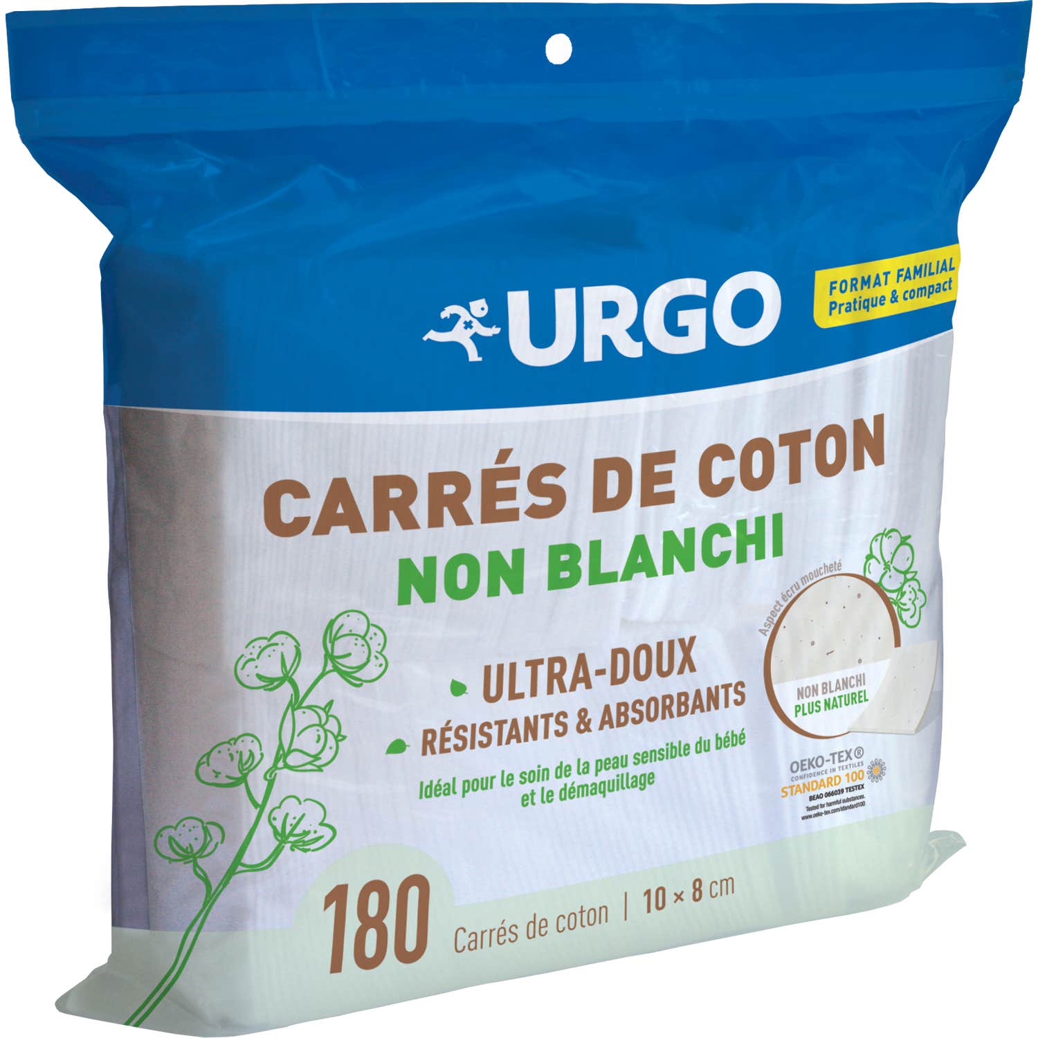 Urgo Carrés de Coton non Blanchi Ultra Doux 10x8cm 180uds