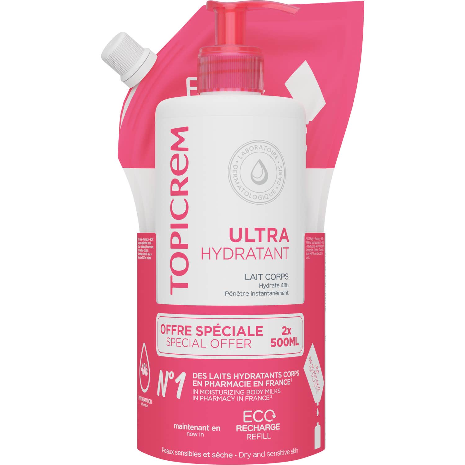 Topicrem Ultra Hydratant Lait corps 500 ml + Eco Recharge 500 ml