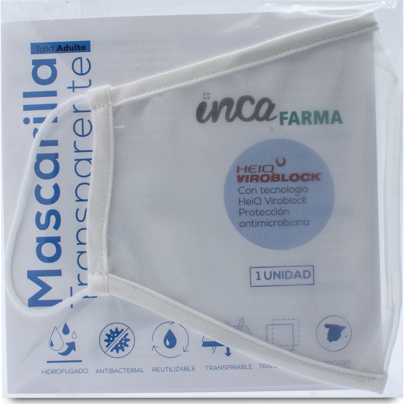 Inca Farma Mascarilla Transparente Blanca Junior 1ud