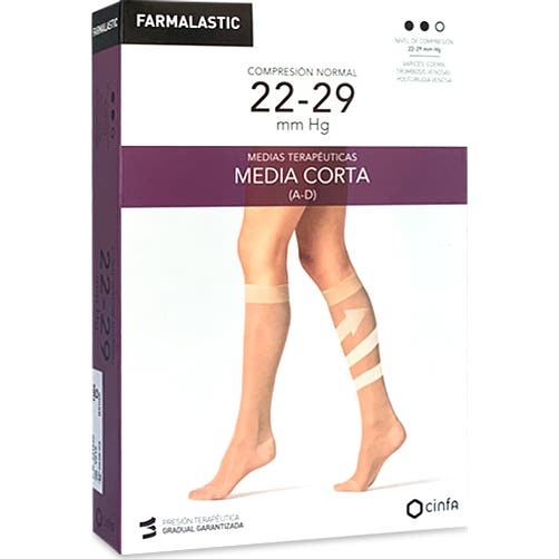 Farmalastic Media Corta (A-D) compresión normal T-pequeña beige 1 Par