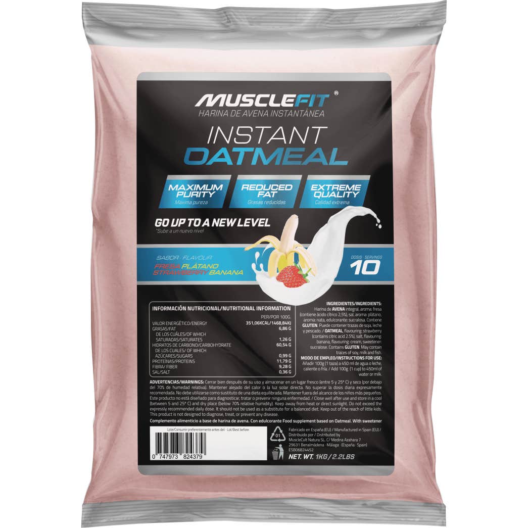 MuscleFit Harina de Avena Sabor Fresa y Plátano 1kg