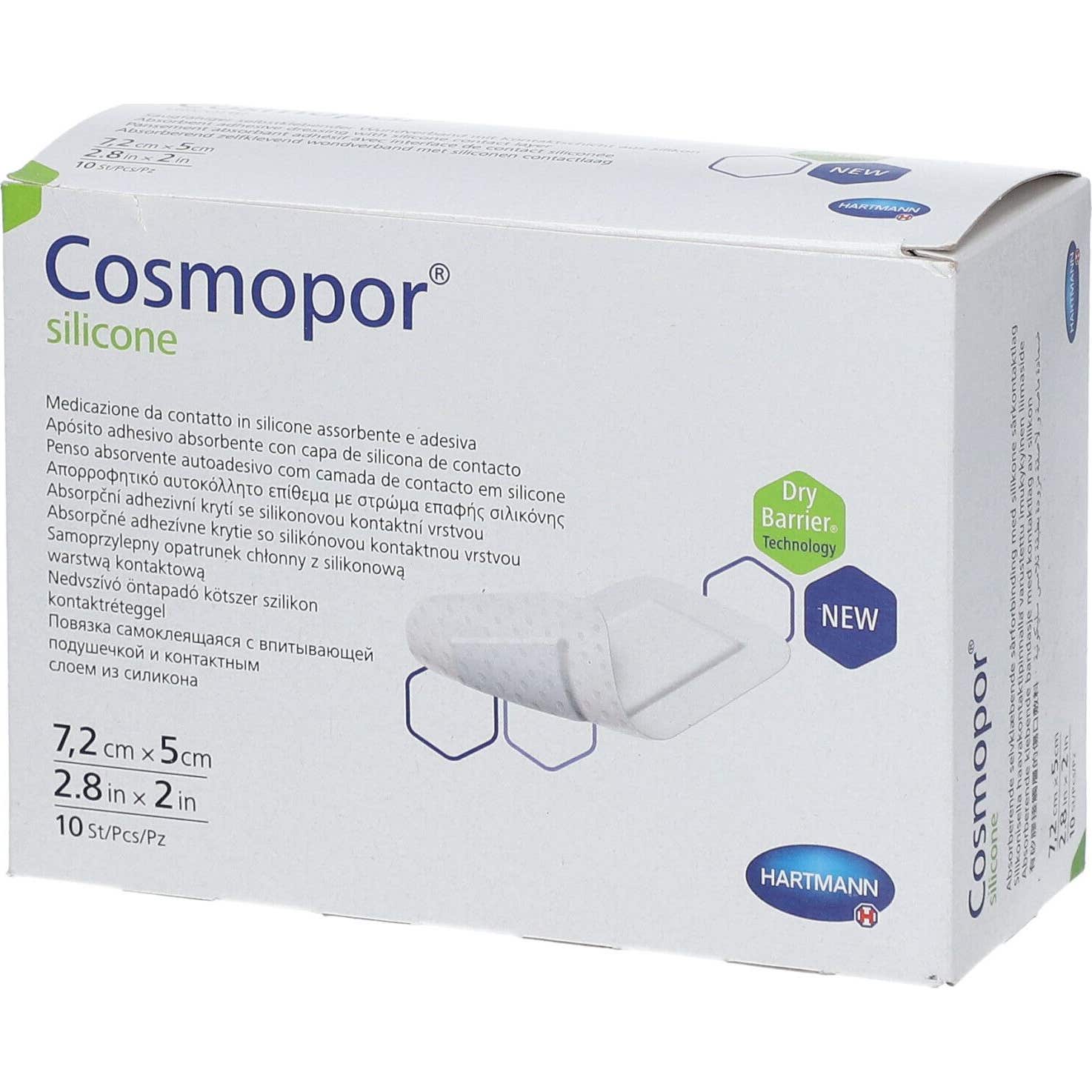 Cosmopor Silicone Apósito Absorbente Adhesivo 7,2x5cm 10uds