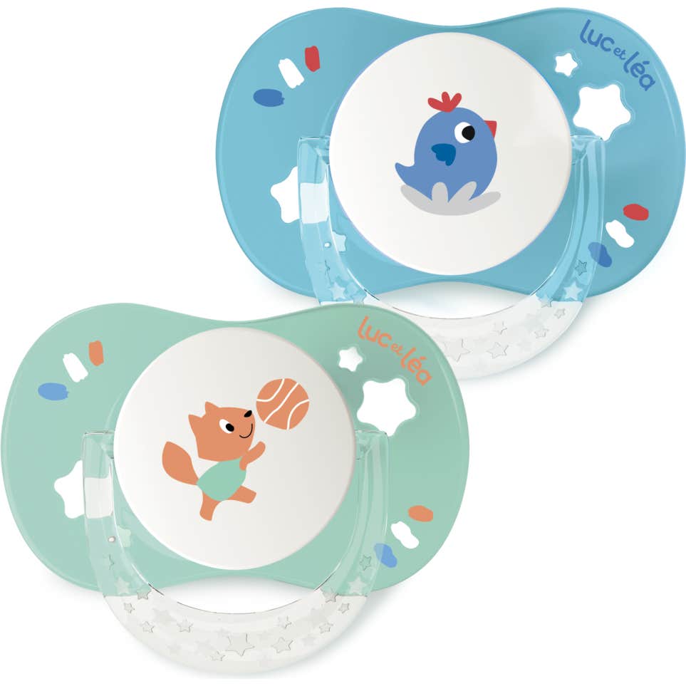 Luc Et Léa Duo Sucette Physiologique 0-6m Écureuil Coq 2 Unités