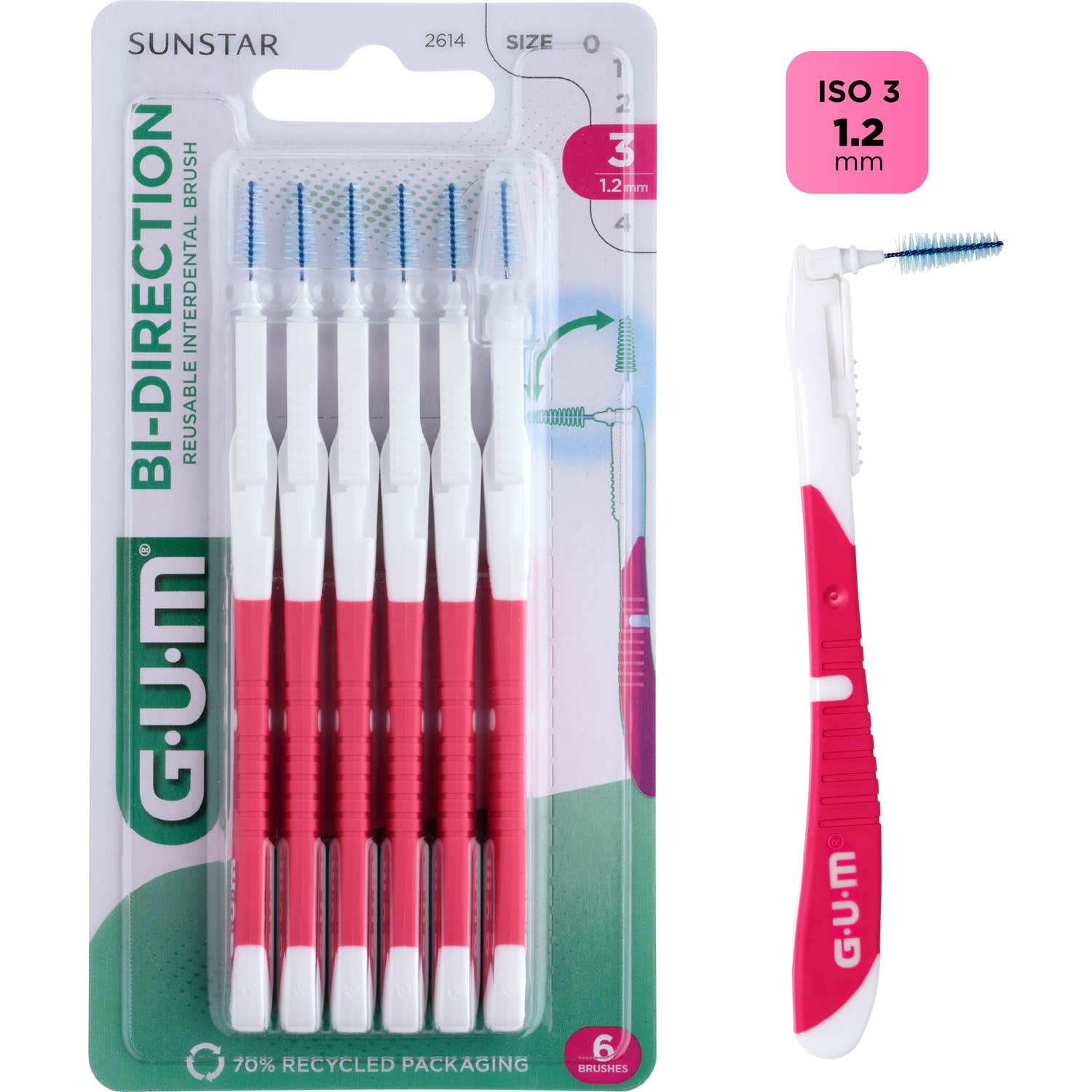 GUM Bi-Direction Cepillo Interdental 1.2mm 6uds