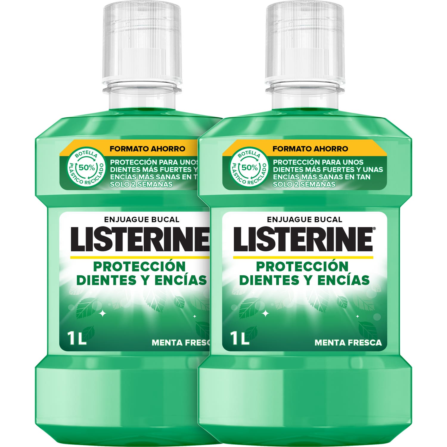Listerine Enjuague Bucal Protección Dientes y Encías Menta Fresca 2x1L