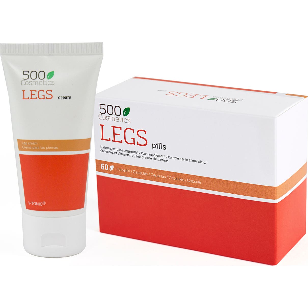 500Cosmetics Piernas Para Varices 60caps + Crema 75ml Pack