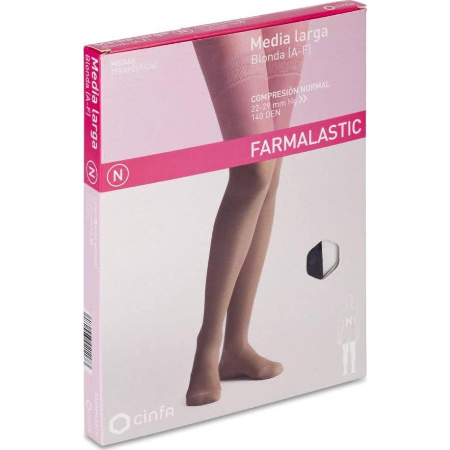 Farmalastic Media Larga blonda (A-F) compresión normal T-pequeña negro 1 Par