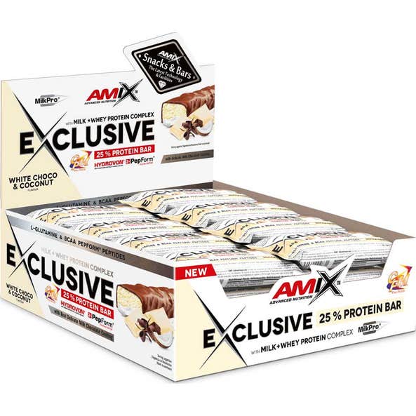 Amix Exclusive Protein Bar Chocolate Blanco Coco 24 X40 g