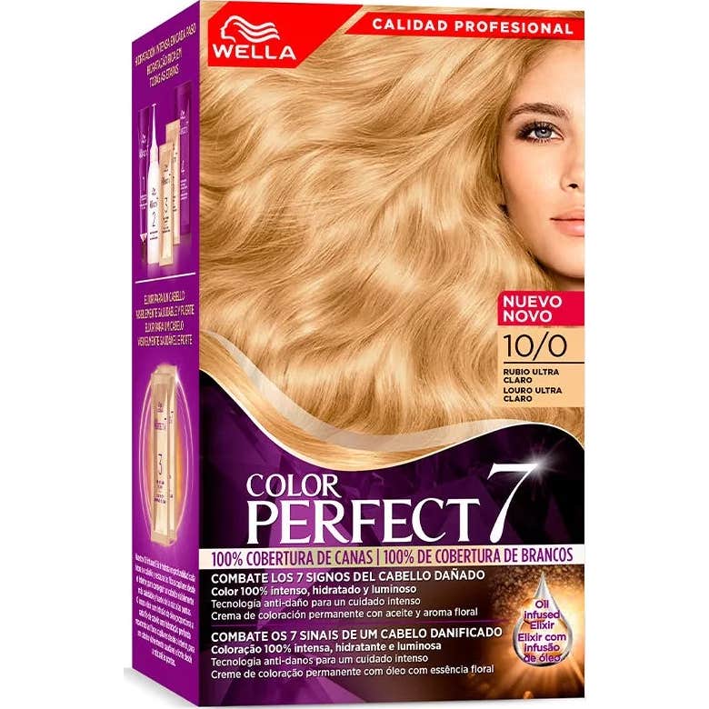 Wella Color Perfect 7 Kit 100% Cobertura de Canas 10/0 Rubio Ultra Claro