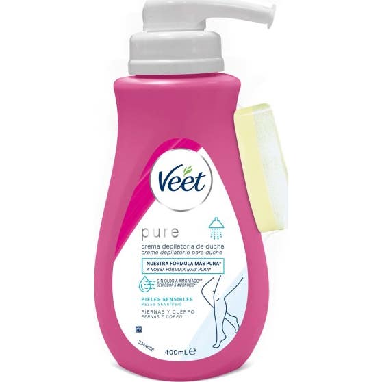 Veet Pure Crema Depilatoria de Ducha Piernas y Cuerpo Piel Sensible 400ml