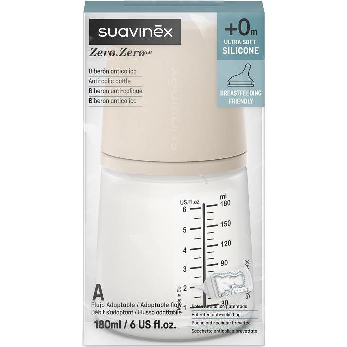 Suavinex Biberón Anticólico T Sil Adapt +0M 180ml Light Sand 1ud