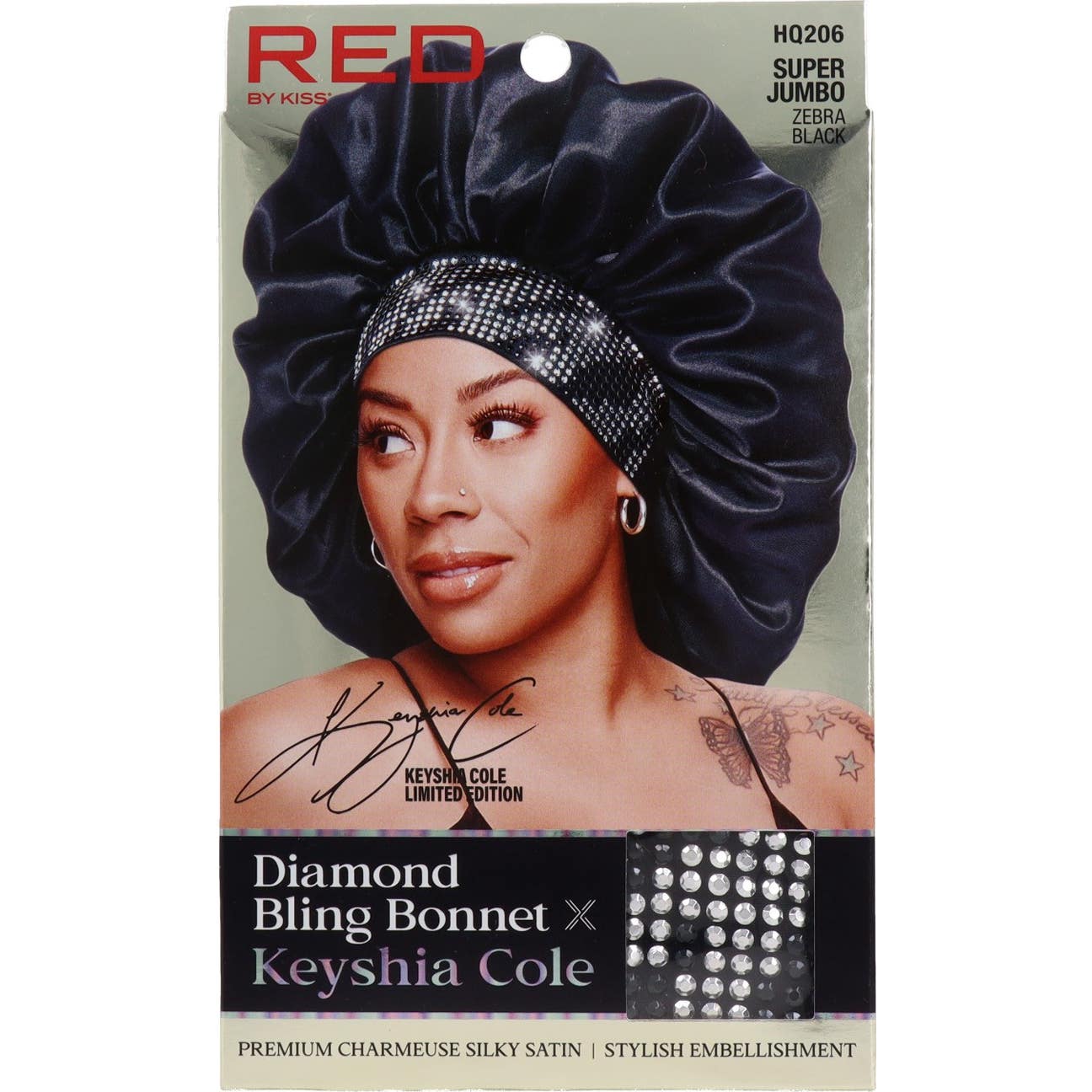 Red By Kiss Diamond Bling Bonnet Super Jumbo Zebra Black 1ud