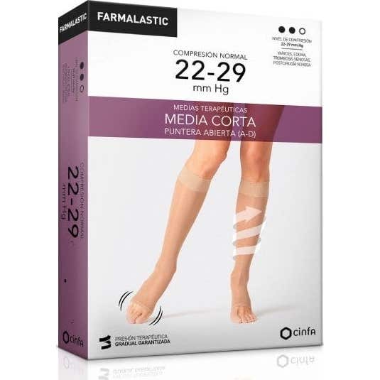 Farmalastic Media Corta Comp Normal Abierta Negro T-M 1 par