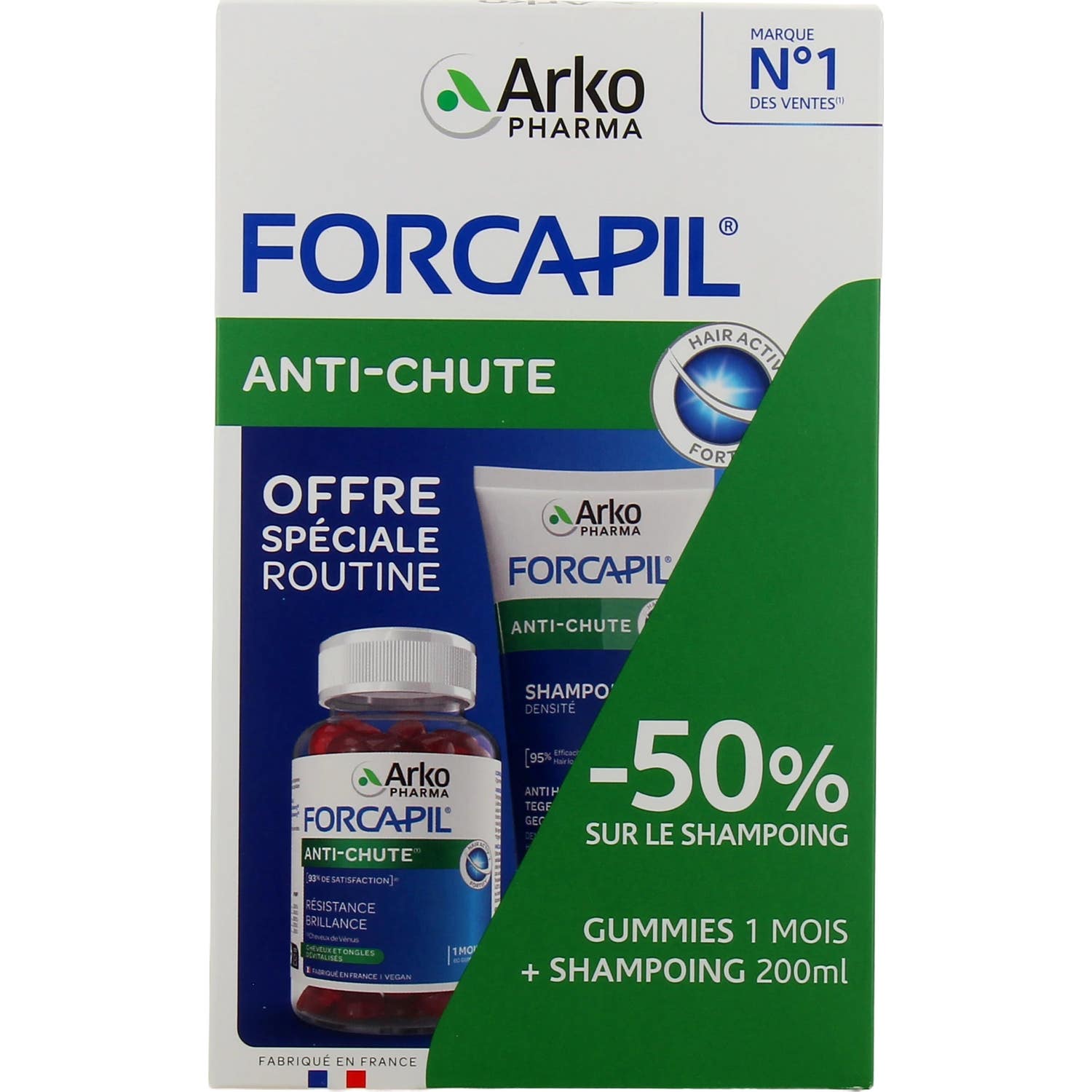 Arkopharma Forcapil Anti-Chute Gummies 60uts + Shampooing 200ml