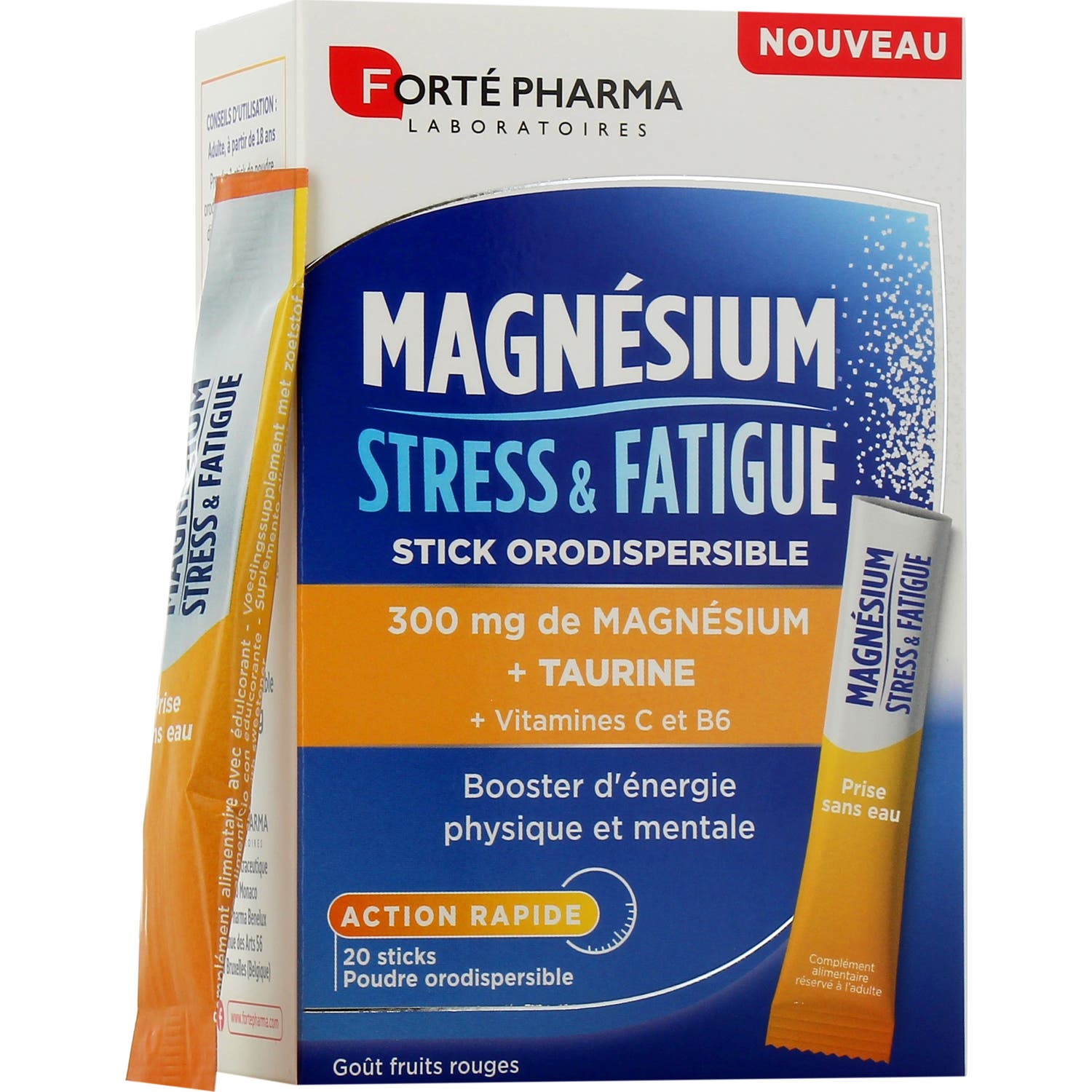 Forté Pharma Magnesio Estrés & Fatiga Frutos Rojos 20 Sticks
