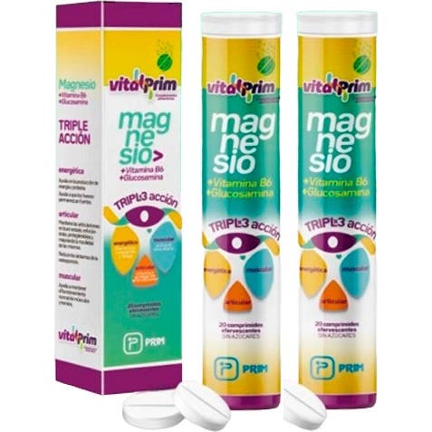 VitalPrim Pack Magnesio Triple Acción Efervescentes 2x20 comp