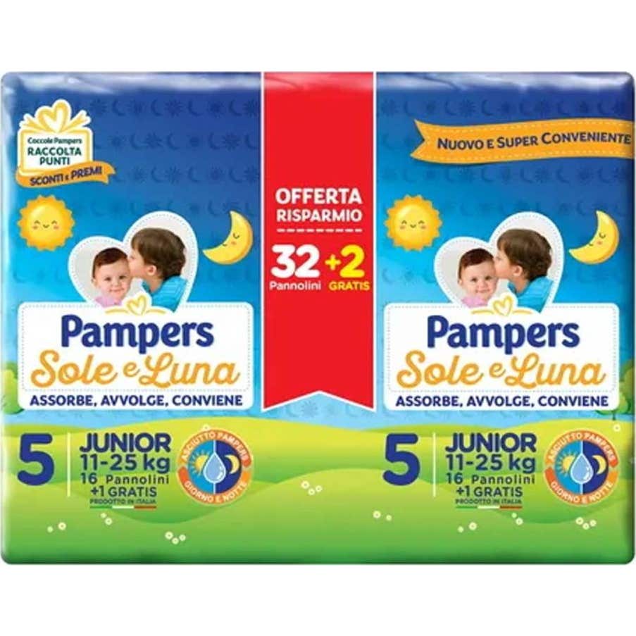 Pampers Sole & Luna Pañales Talla 5 Junior 36+2 uds