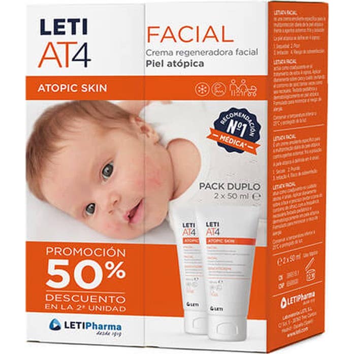 Leti AT4 Atopic Skin Facial Piel Atópica 2x50ml