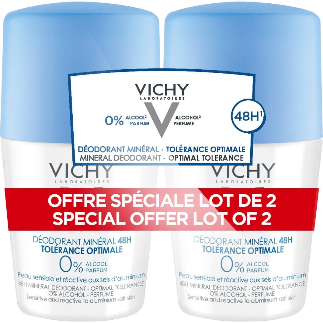 Vichy Desodorante Mineral Tolerancia Óptima 48h Roll-on 2x50ml