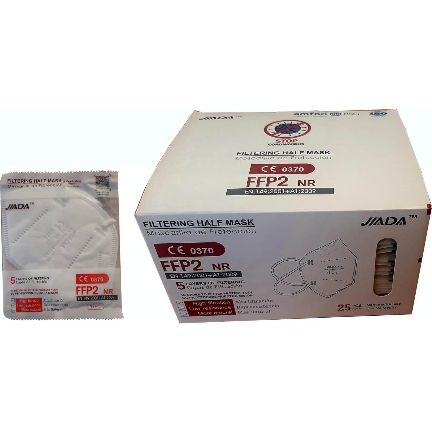 Jiada Mascarilla FFP2 NR Blanca 25uds