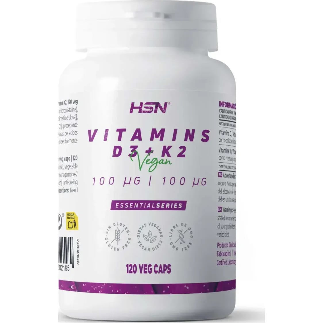 HSN Vitaminas D3 4000UI + K2 100mcg 120vcaps