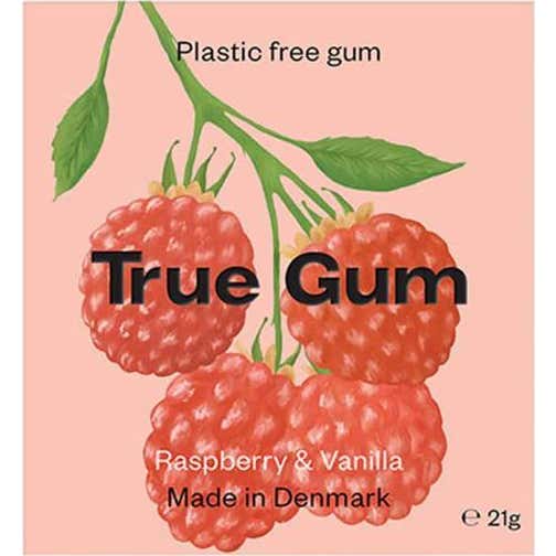 True Gum Chicles Frambuesa Vainilla Sin Plásticos 21g