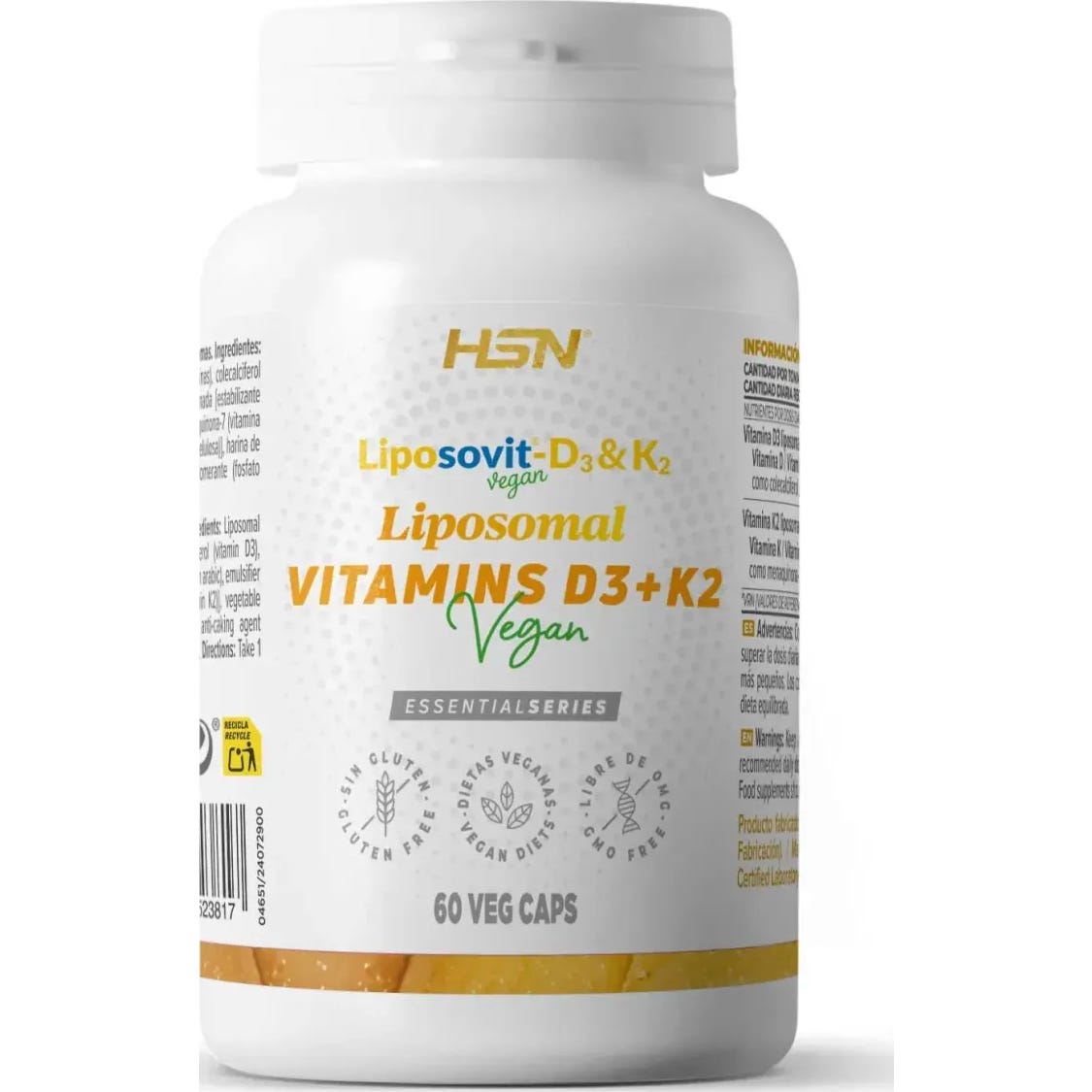 HSN Vitaminas D3 2000UI + K2 100mcg Vitamina K Liposomadas Liposovit® 60vcaps
