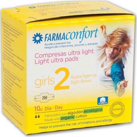 Farmaconfort Girls Compresa Día Algodón Ultra Finas 2 10uds