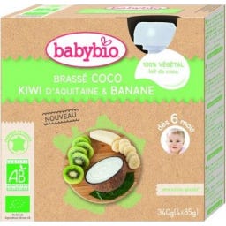 Babybio Brasse Coco/Kiwi/Bana 6 M 4 X85 g