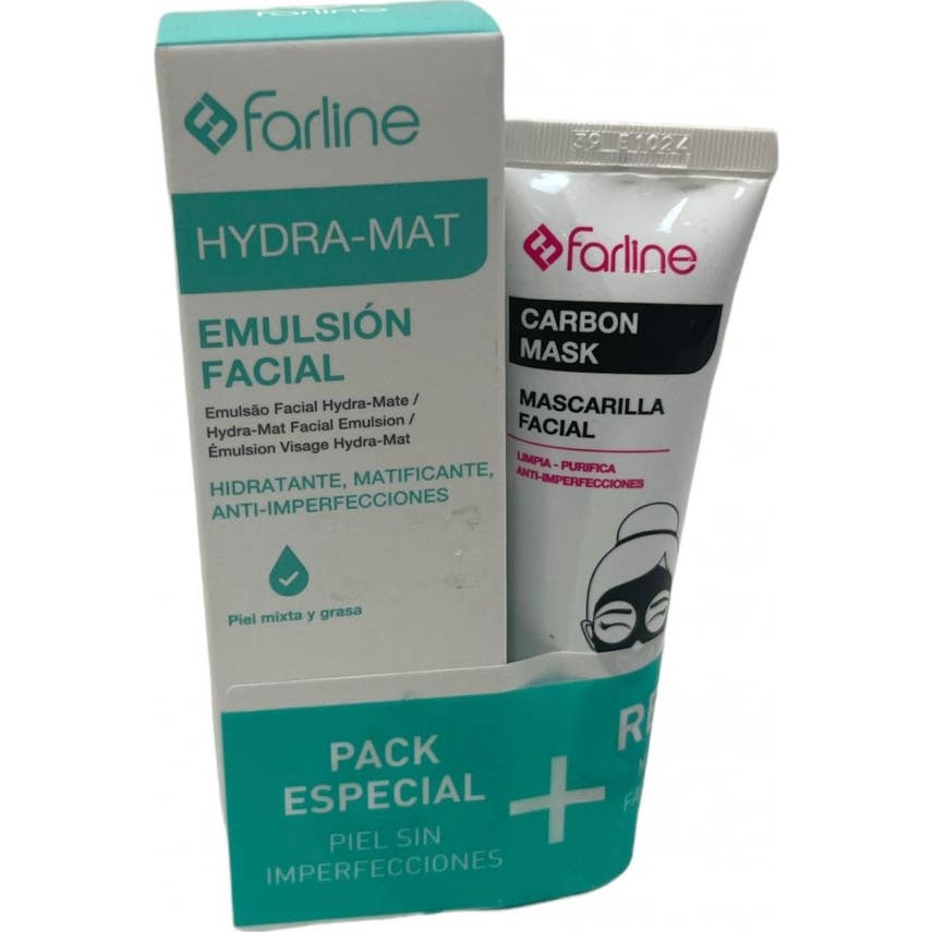 Farline Pack Hydra Mat Emulsión Facial + Mascarilla de Carbón
