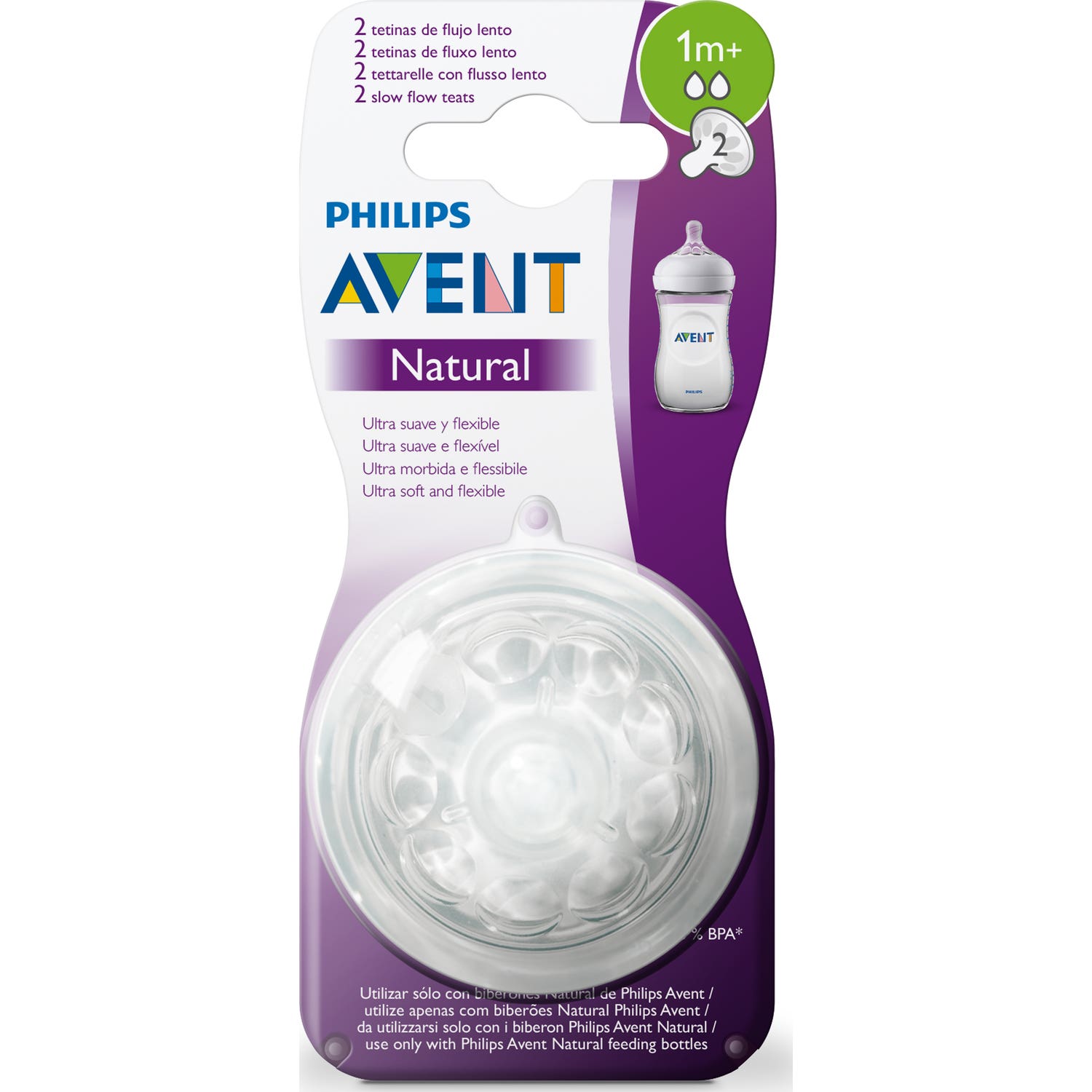 Avent Pack Tetinas Natural Flujo Lento 1m+ 2uds