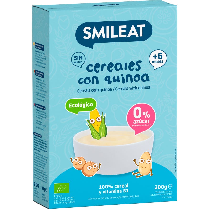 Smileat Papilla Ecológica de Cereales con Quinoa Sin Gluten 200g