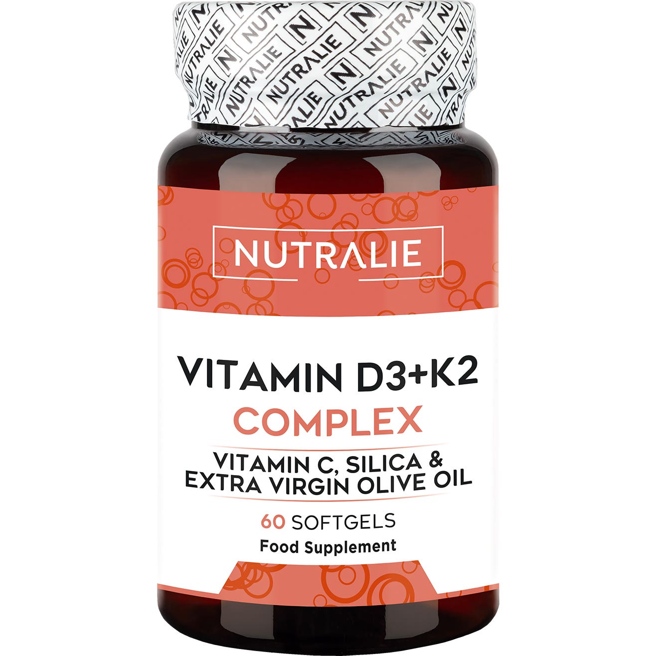 Nutralie Vitamina D3+K2 Complex 10000 UI + Vitamina C 60softgels