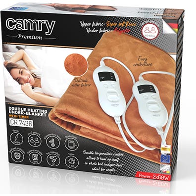 Camry Cr7436 Calienta Camas Eléctrico Doble 150 X160 cm 120 W 1 ud