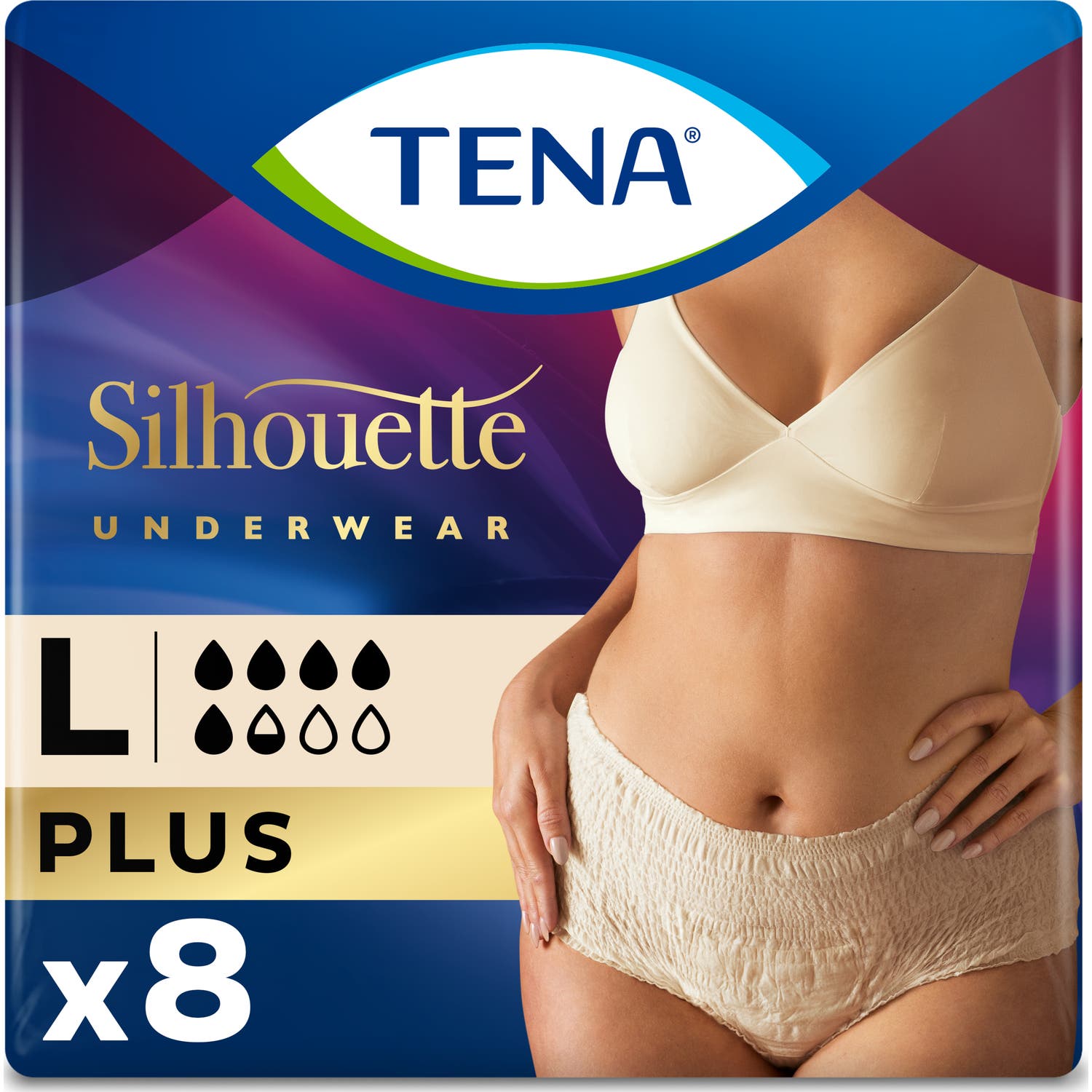 Tena Silhouette Crème Cintura Alta Talla L 8uds