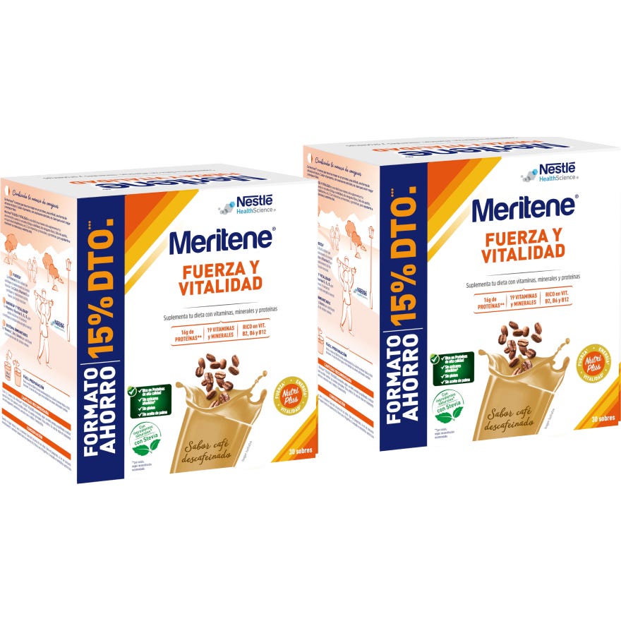 Meritene Fuerza y Vitalidad Café Descafeinado 2x30 Sobres