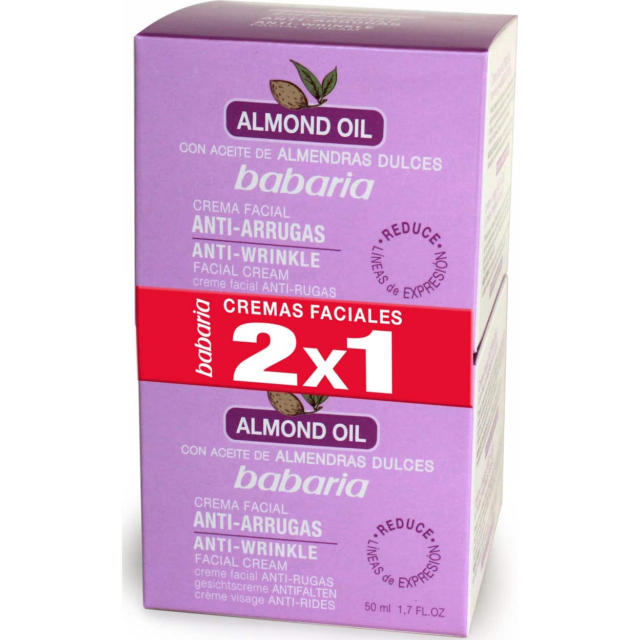 Babaria Crema Facial Antiarrugas Almendras 2 x 50 ml